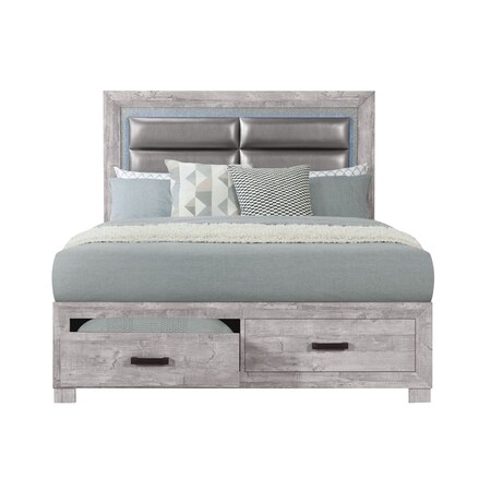 Global Furniture Usa Farmhouse Glam Paper Nolan Grey Queen Bed 4449